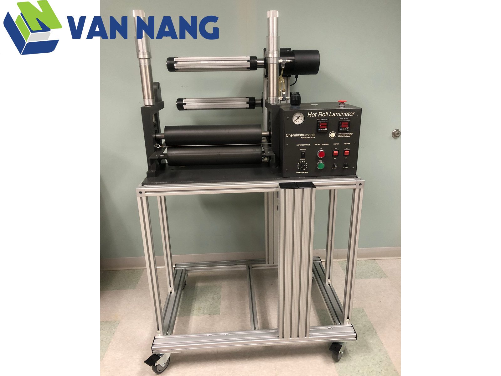 Hình ảnh thực tế máy cán màng nhiệt ChemInstruments góc ngang