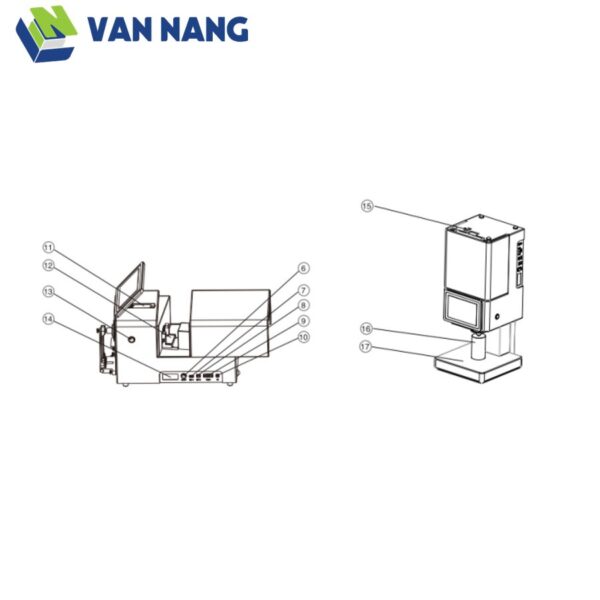 Shanghai Modern XD-2331 — sơ đồ kết cấu và vị trí đo — minh họa chính hãng Shanghai Modern XD-2331 — sơ đồ kết cấu và vị trí đo — minh họa chính hãng
